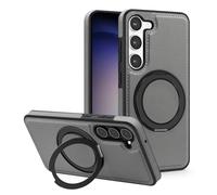 iTape Funda protectora magnética para teléfono móvil Samsung Galaxy S23, hebilla de anillo, soporte giratorio de 360°, soporta carga inalámbrica, fuerte soporte magnético para coche, color gris
