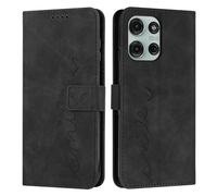 iTape Funda tipo cartera para Tecno Motorola Moto G56 con ranura para tarjetas, soporte plegable suave al tacto, funda magnética con tapa y correa de muñeca, diseño de corazón