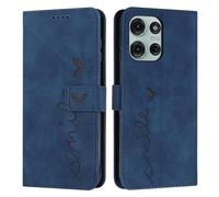 iTape Funda tipo cartera para Tecno Motorola Moto G56 con ranura para tarjetas, soporte plegable suave al tacto, funda magnética con tapa y correa de muñeca, diseño de corazón