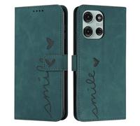 iTape Funda tipo cartera para Tecno Motorola Moto G56 con ranura para tarjetas, soporte plegable suave al tacto, funda magnética con tapa y correa de muñeca, diseño de corazón