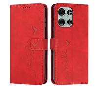 iTape Funda tipo cartera para Tecno Motorola Moto G56 con ranura para tarjetas, soporte plegable suave al tacto, funda magnética con tapa y correa de muñeca, diseño de corazón