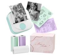 Itari Mini impresora Q02 con 3 rollos de papel, Bluetooth Pocket Sticker Maker sin tinta portátil para diagramas anatómicos, fotos, diarios, recibos, compatible con teléfono y tablet