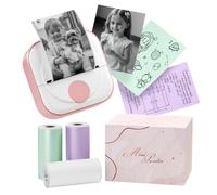 Itari Mini impresora Q02 con 3 rollos de papel, impresora de bolsillo Bluetooth, impresora portátil sin tinta para diagramas anatómicos, fotos, diarios, recibos, compatible con teléfono y tableta