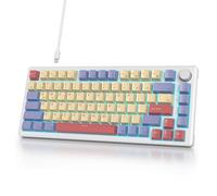 iTastatur Teclado mecánico para juegos al 75 % con cable, montaje de junta intercambiable en caliente, interruptor blanco, 82 teclas TKL, NKRO, cremoso para PC, portátil, Windows Gamer (malvavisco)