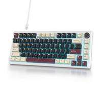 iTastatur Teclado para juegos con cable al 75 %, montaje de junta intercambiable en caliente, interruptor blanco, teclado mecánico TKL de 82 teclas, NKRO cremoso para PC, portátil, Windows Gamer