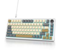 iTastatur Teclado para juegos con cable al 75 %, montaje de junta intercambiable en caliente, interruptor blanco, teclado mecánico TKL de 82 teclas, NKRO cremoso para PC, portátil, Windows Gamer