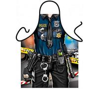 ITATI DELANTAL SEXY HOMBRE PARRILLA BARBACOA Delantal de Cocina Antimanchas para Hombre, Modelo Policía, Medidas 75 x 58 cm