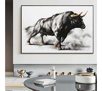 ITAWS Impreso En Papel - Póster Pared - Toro Negro Pintura Corrida De Toros Lienzo Arte Pintura, 50X70 Sin Marco Cuadros Decoración Salón - Pósters Decorativos - Cuadros Modernos