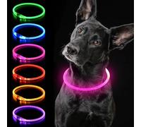 iTayga Collar Luminoso LED Perro Recarable Collares Luminosos para Perros 5 Colores Haga Que su Perro Sea Muy Visible en la Oscuridad, Collar con Luz Perro Pequeño,Mediano,Grande. Rosa