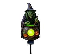 Itch Cauldron Solar Light - Green LED Halloween Garden Decor, Outdoor Hallo