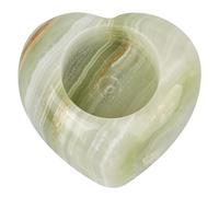 ITCLEYMDZV Afghan Jade Heart Candle Holder 8cm - Hand-Carved Crystal Stone Tealight Holder for Home Décor, Gift