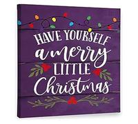 ITCLEYMDZV Christmas Wall-Art String Lights Purple Festive Pictures Farmhouse Rustic Decor for Home Bedroom Living Room(Unframed,12x18inch(30x45cm))