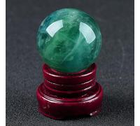 ITCLEYMDZV Decorative Ball Green Fluorite Crystal Sphere, Quartz Crystal Ball with Wood Stand,Green Gemstone Orbs for Feng Shui,80mm/3.14in