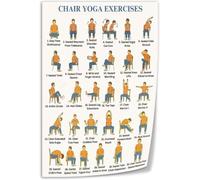 ITCLEYMDZV Gentle Chair Yoga Poster - Senior Exercise Guide with Steps, Infographic Wall Art for Office, Living Space(Unframed,16x24inch(40x60cm))