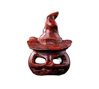 ITCLEYMDZV Handcrafted Skull Pumpkin Lamp Sculpture - Gemstone Carving for Halloween Décor, Home Décor, or Gift(ChickenBloodStone)