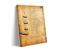ITCLEYMDZV Love Is Patient Scripture Print - Vintage 1 Corinthians 13 4-8 Bible Verses Wall-Art for Home(Framed,08x12inch(20x30cm))
