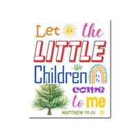 ITCLEYMDZV Nursery Wall-Art - Let The Little Come To Me Matthew 19:14 Poster, Inspirational Scripture Sign for Room & Preschool (Unframed,16x24inch(40x60cm))
