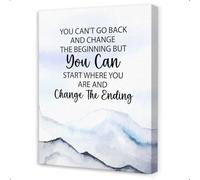 ITCLEYMDZV Office and Home Motivational Decor, You Can't Go Back and Change the Beginning Inspirational Canvas Wall-Art for Workplace(Framed,12x18inch(30x45cm))