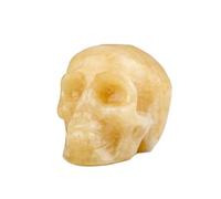 ITCLEYMDZV Orange-Yellow Crystal Carved Skull, Halloween Decoration, Polished Raw Stone Figurine, 1.57×1.97in Spooky Desk Ornament