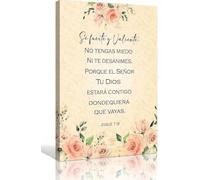 ITCLEYMDZV Religious Quote Wall-Art in Spanish, Se Fuerte Y Valiente Joshua 1:9, Be Strong and Courageous Scripture Print, Ideal Christian Gift(Unframed,16x24inch(40x60cm))