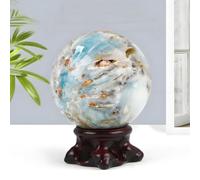 ITCLEYMDZV Sky Blue Crystal Ball Decorative Ball Fortune Telling Ball with Wooden Stand for Witchcraft, Fengshui, Aura Home Desk Decor,45~55mm