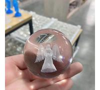 ITCLEYMDZV Stone 6cm Engraved Miniature Angel Crystal Ball Crystal Craft Sphere Glass Home Decoration Ornament for Home Housewarming GIF(Light Green,1pcs)
