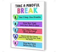 ITCLEYMDZV Take a Mindful Break Canvas - Calming Corner Motivational Wall-Art, Self-Regulation Sign for School Counselor, Therapist Office, Peaceful Retreat Corner (Unframed,16x24inch(40x60cm))