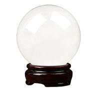 ITCLEYMDZV White Crystal Decor with Wooden Base, Clear Crystal Ball,Quartz Sphere Home Office Table Ornament for Birthday, Wedding Valentine's Gifts,5.9"(15cm)