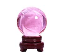ITCLEYMDZV White Transparent Crystal Ball Ornaments Can Rotate Yellow Glass Ball Purple Powder Blue Living Room Office Fortune Decorations,Pink-120mm