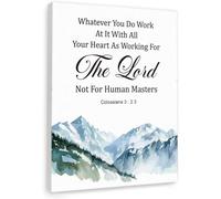 ITCLEYMDZV Work As Worship Canvas Art - Colossians 3:23, Whatever You Do Work Heartily Inspirational Print for Office Wall, Business Owner Gift (Unframed,08x12inch(20x30cm))