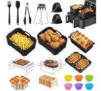 ITClosud 26 Piezas Moldes Silicona Freidora de Aire, Airfryer Molde de Silicona Set de Accesorios para Ninja AF500EU AF400EU, Accesorio para Freidora de Aire Caliente, Parrilla, Molde para Tartas