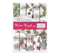 ITD Collection - Papel de arroz Decopatch - Decoupage - Papel de diseño para decoupage - Hojas de papel de arroz - A4 29,7 x 21 cm - Winter Wreath - RP-073