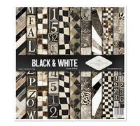 ITD Collection - Papier Scrapbooking - Materiel kit complet - Feuilles Décoratif pour Loisirs Créatifs Collage DIY Albums Photos 10 feuilles + 1 - Black & White - SLS-084