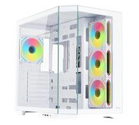 Itek Caja Dark Cave AKU - Torre Gaming - ATX - 4X Ventiladores ARGB de 12 cm - USB3 - Tipo-C - Panel Lateral y Frontal de Vidrio Templado - Edición Blanca