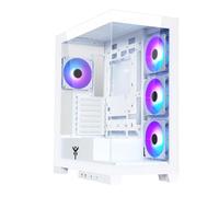 Itek Caja SHOWBUI 45W - Torre Gaming ATX - 4 Ventiladores ARGB de 12 cm - 2X USB 3.0 - Type-C - Panel Lateral y Frontal de Vidrio Templado - Edición Blanca