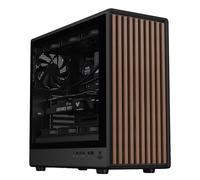 Itek Caja Woody W2B - Torre para Juegos ATX - 4 Ventiladores Negros de 14 cm - 2 Puertos USB 3.0 Tipo C - Panel Frontal de Madera - Panel Lateral de Cristal Templado Oscuro