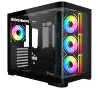 Itek Carcasa Dark Cave Curved - Torre para Juegos - ATX - Ventilador ARGB 4 x 12 cm - 2 x USB 3.0 - Tipo C - Vidrio Templado Curvado en Panel Lateral y Frontal