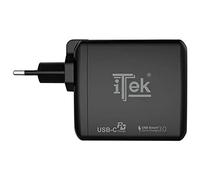 Itek Cargador de Pared 60W - 6A con 2 Puertos: USB-C Power Delivery (PD) + USB-A Quick Charge 3.0, Smart IC, Carga Rápida