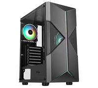 Itek ITGCASPXO SPACIRC XO Middle Tower ATX - Caja para Ordenador (2 Ventiladores de 12 cm, ARGB incluidos, 2 Puertos USB 3.2, Frontal ABS y Perforado, Panel Lateral de Cristal Templado, Color Negro