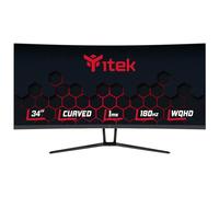 Itek Pantalla GGC - 34" Curva, 3440x1440 WQHD UltraWide, Panel VA 180 Hz, Respuesta 1 ms, Conexiones 2xHDMI y 2xDP, Sincronización Adapt