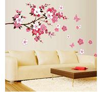 iTemer Vinilos decorativos pared dormitorio Pegatinas pared decorativas Stickers Decoracion pared Apariencia elegante Flor de melocotón Rosa 45 * 60cm 1 set