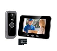 iTenen 300VK - Timbre inalámbrico con pantalla de 4,3 pulgadas, mirilla 1080P con tarjeta de memoria de 32 GB, detección de movimiento, audio bidireccional, impermeable