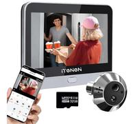 iTenen DA2 Audio Bidireccional,Mirilla Digital Puerta WiFi Cámara 3.0MP Tarjeta 32GB,PIR Detección de Movimiento,cámara de Video Inteligente de 4.3" con Batería 5000mAh,Angular 140°,Visión Nocturna
