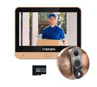 iTenen Mirilla Digital Puerta con Tarjeta 32GB, 3MP Videoportero WiFi con Mirilla Digital Puerta WiFi Grabadora, Batería 5000mAh, 166° Visión, Detección Humanoide AI, Audio Bidireccional