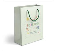 itenga Bolsa de regalo de 18 x 22,5 x 8 cm - para escolarización, bolsa de papel de transporte, por fin escolar, comienzo escolar (Hurra yo soy un niño escolar)