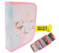 itenga Estuche escolar de 28 piezas lleno de 1 cremallera para niños y niñas, unicornio, Bolsillo adicional