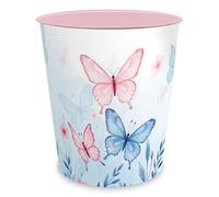 itenga Papelera con diseño de mariposa - Elara - para niños y adultos - redonda aprox. 11 litros - Cubo de basura para habitación infantil y oficina - plástico estable