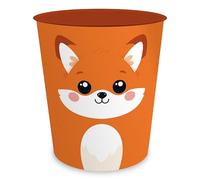 itenga Papelera para niños con diseño de animales, diseño Kawaii, redonda, aprox. 11 litros, cubo de basura para habitación infantil, plástico estable (zorro)