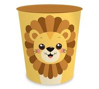 itenga Papelera para niños con diseño de animales, diseño Kawaii, redonda, aprox. 11 litros, cubo de basura para habitación infantil, plástico estable (león)