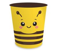 itenga Papelera para niños con diseño de animales, diseño Kawaii, redonda, aprox. 11 litros, cubo de basura para habitación infantil, plástico estable (abeja)
